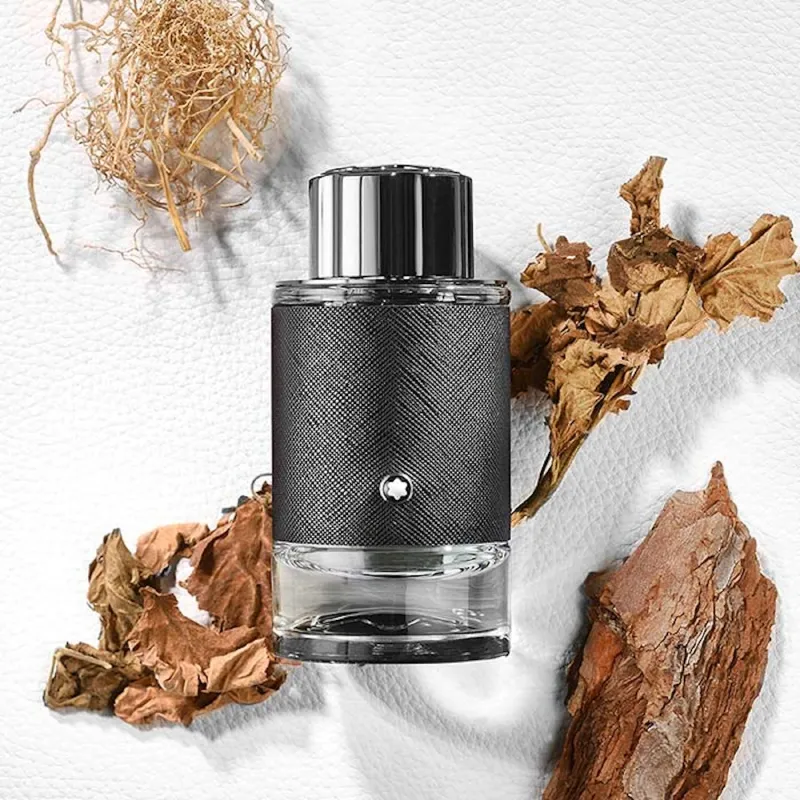 Montblanc Explorer bottle with dried leaves